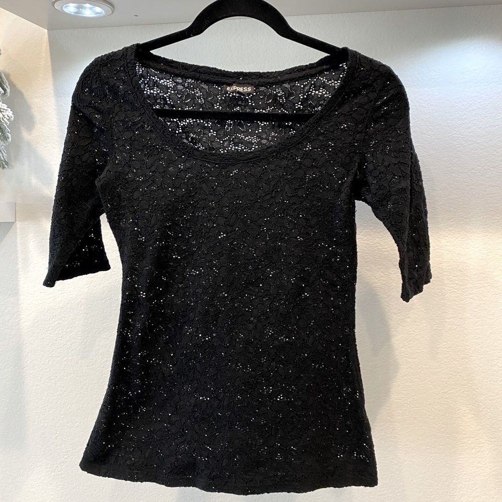 Express 3/4 sleeved fitted lace shirt.